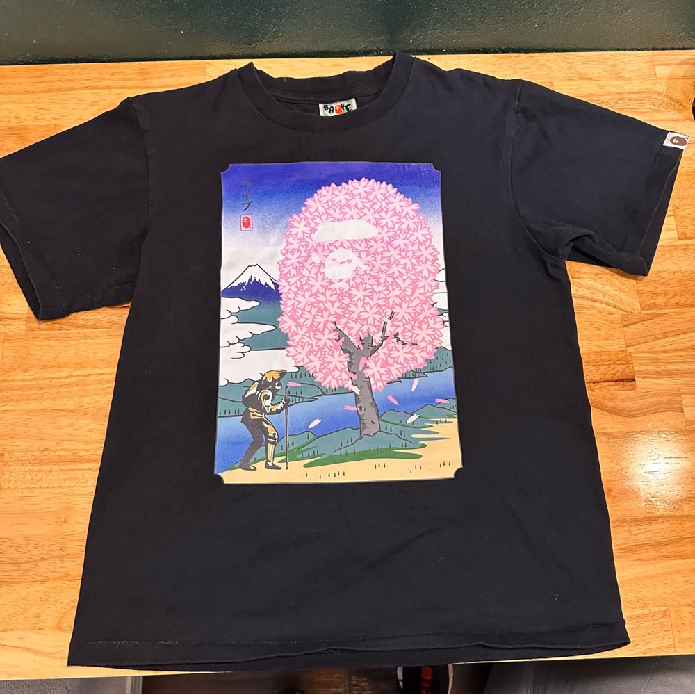 Bape Black Tee with Pink Graphic